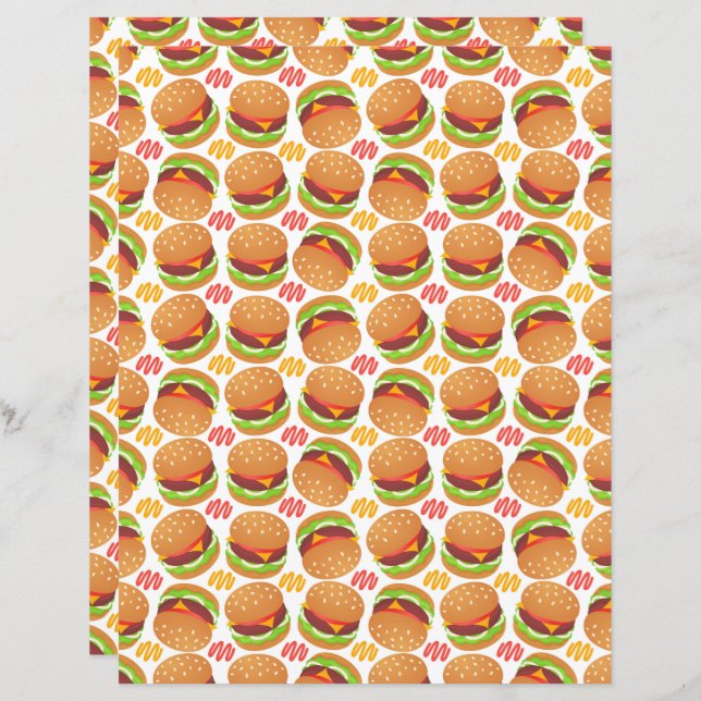 Hamburgers Scrapbook Paper (Front/Back)