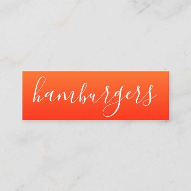 hamburgers script mini business card (Front)