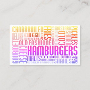 hamburgers word web loyalty card