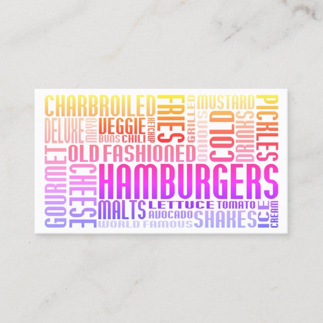 hamburgers word web loyalty card (Front)