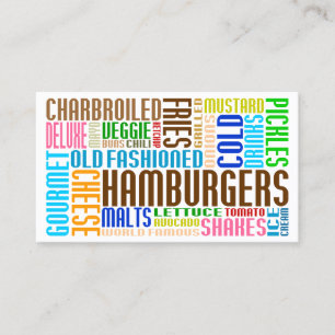 hamburgers word web loyalty card