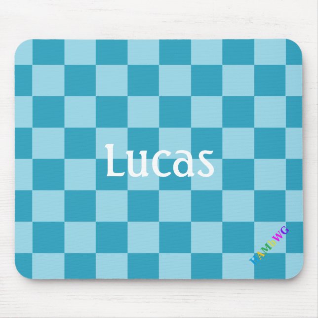 HAMbWG - Computer Mouse - Aqua Chequered Mat (Front)