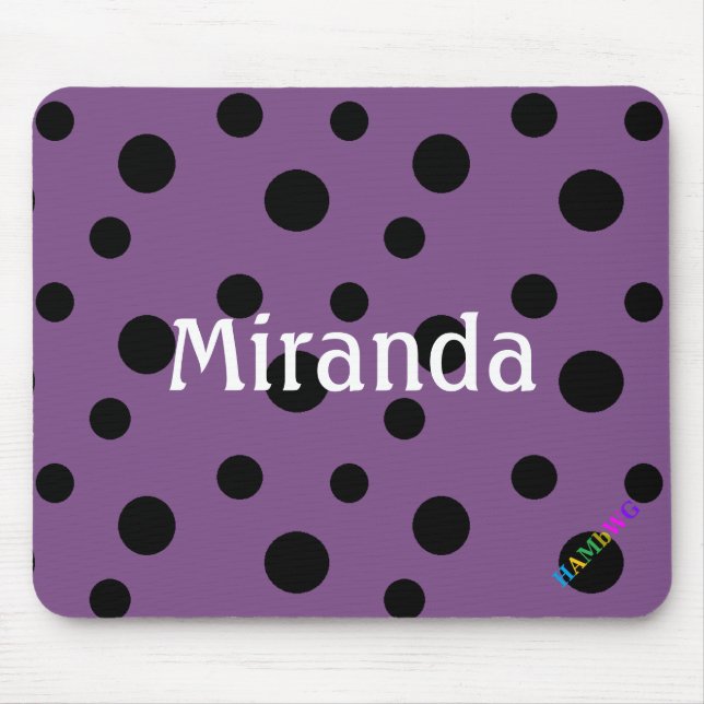 HAMbWG - Computer Mouse - Black Crazy Polka Dots Mat (Front)