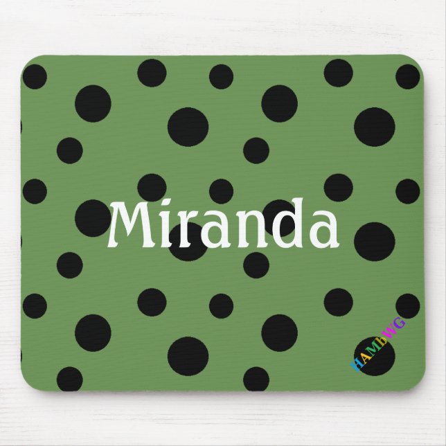 HAMbWG - Computer Mouse - Black Crazy Polka Dots Mat (Front)