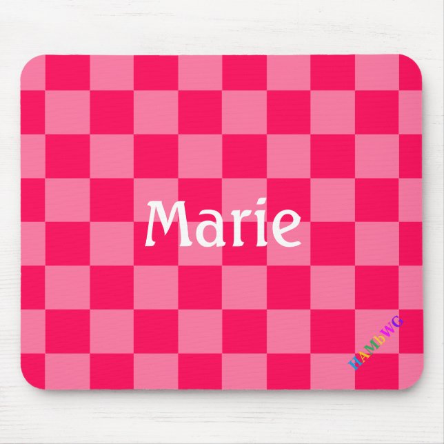 HAMbWG - Computer Mouse - Hot Pink Chequered Mat (Front)