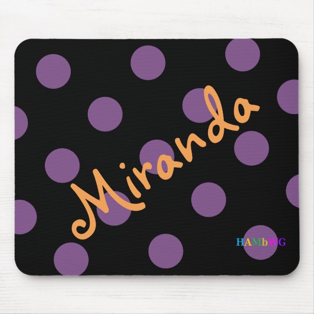 HAMbWG - Computer Mouse - Polka Dots on Black Mat (Front)
