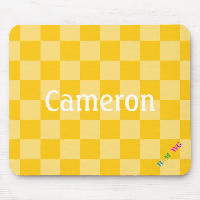HAMbWG - Computer Mouse - Yellow Chequered Mouse Mat (Front)