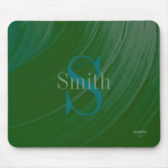HAMbWG - Deep Green Swirl Monogram Mouse Mat (Front)