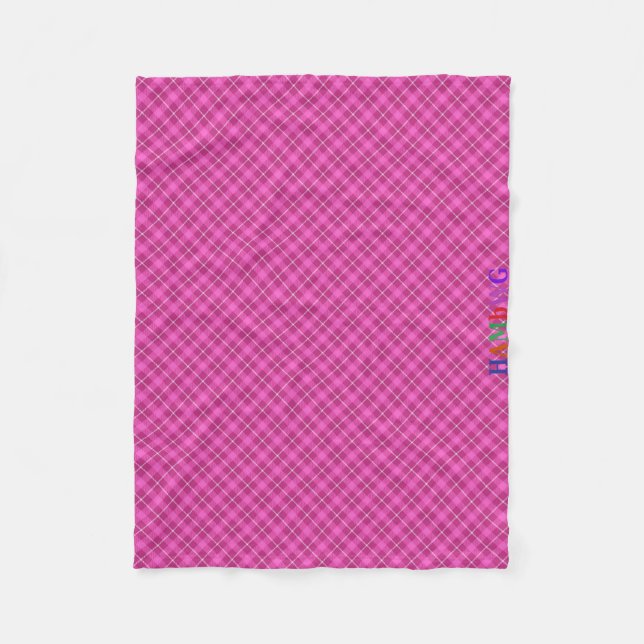 HAMbWG Fleece Blanket - Pink Plaid (Front)