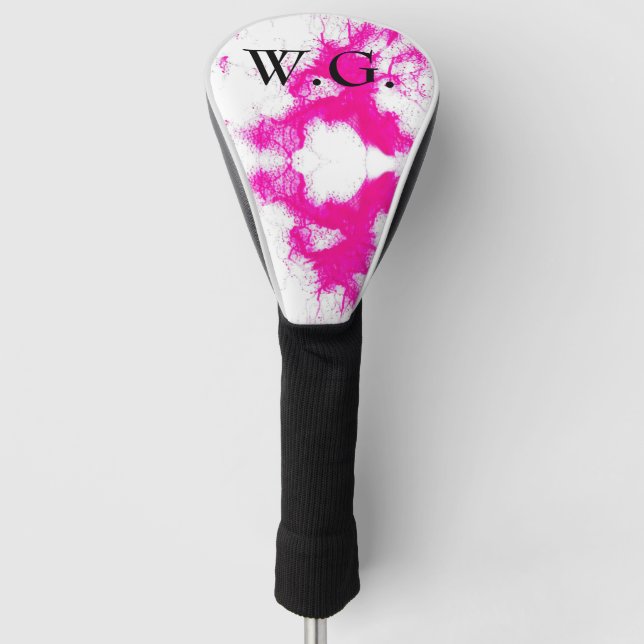 HAMbWG Golf Iron Head Cover - Pink Ink Splatter (Front)
