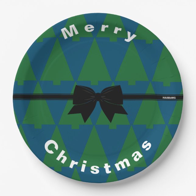 HAMbWG Green Christmas Trees Paper Plate (Front)