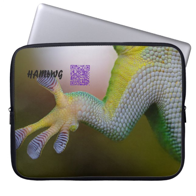 HAMbWG - Laptop Sleeve - Lizard w QR Logo (Front)