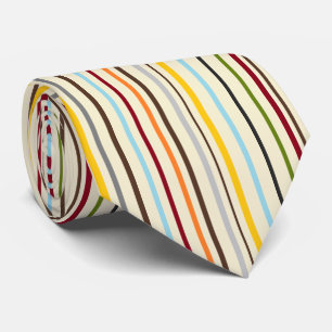 HAMbWG - Neck Tie - Multi-Colour Stripe on Beige