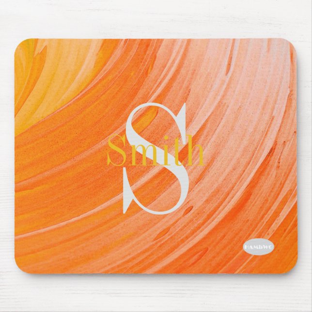 HAMbWG - Orange Swirl Monogram Mouse Mat (Front)
