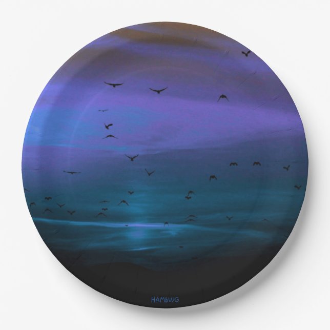 HAMbWG - Paper Plate - Halloween Sunset Blue (Front)