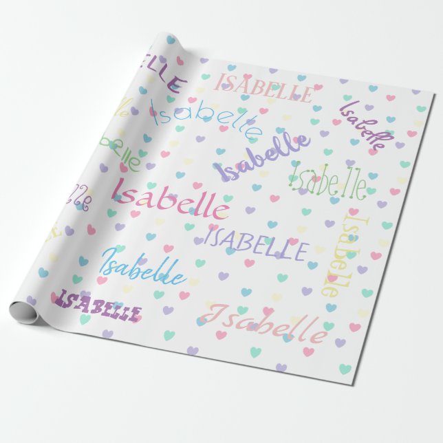 HAMbWG Pastel Hearts Personalizable Wrapping Paper (Unrolled)