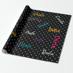 HAMbWG Personalised Polka Dot Black Wrapping Paper