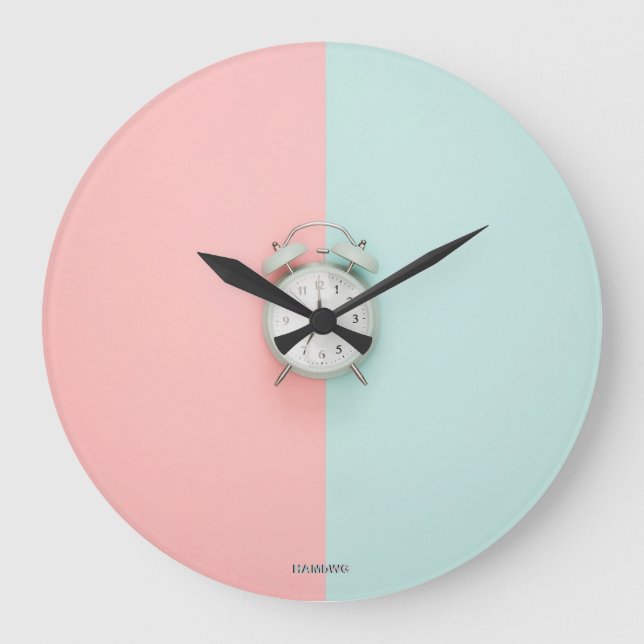 HAMbWG Pink n Mint with Alarm Clock on Wall Clock (Front)