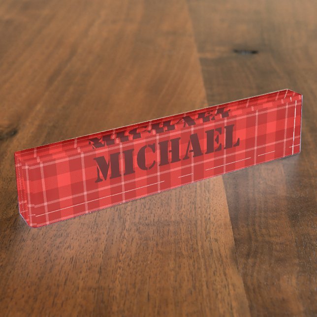 HAMbWG - Red Tartan Nameplate (Side)
