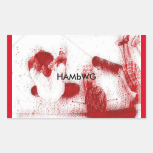 HAMbWG - Stickers - Skate Boarders Resting - Red