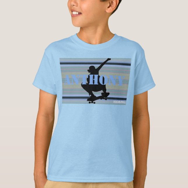 HAMbWG - T Shirt -  Silver blue Skateboarder (Front)