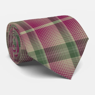 HAMbWG - Tie - Natural w Sage and Raspberry Plaid