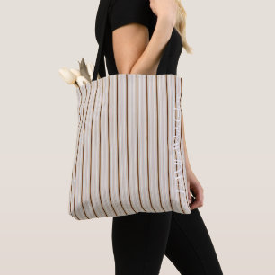 HAMbWG - Tote Bag -  bisque w brown stripes