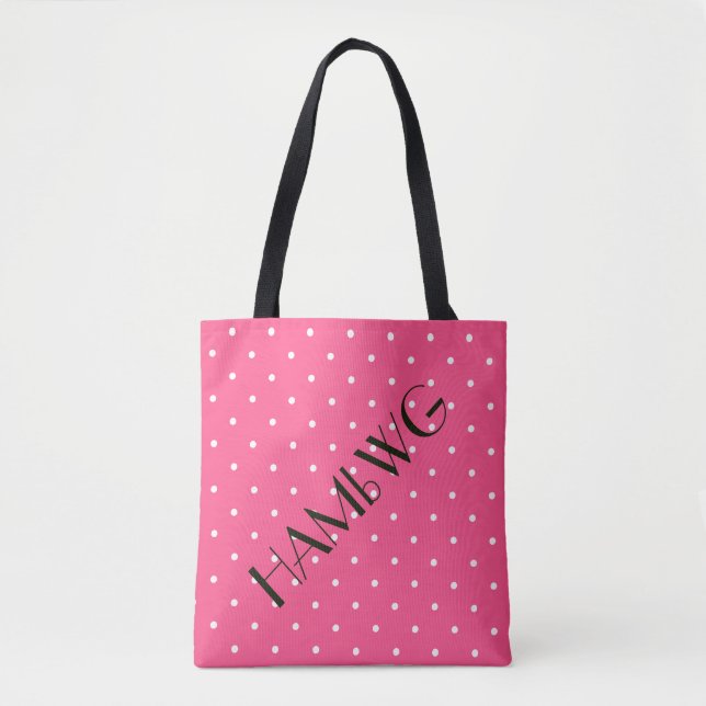 HAMbWG - Tote Bag - White/Pink Polka Dot (Front)