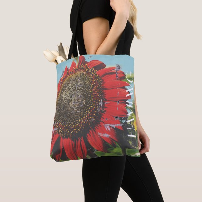 HAMbWG - Tote Bags - Red Sunflower (Close Up)