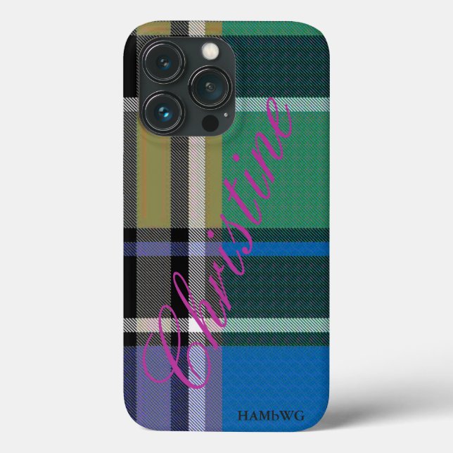 HAMbWG  Xtreme Phone Case Bright Plaid w Lavender (Back)