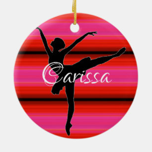 HAMbyWG - Ballet Dancer with Red and Pink Ceramic Tree Decoration