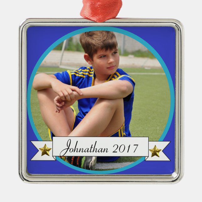HAMbyWG - Blue on Blue border Photo Ornament (Front)