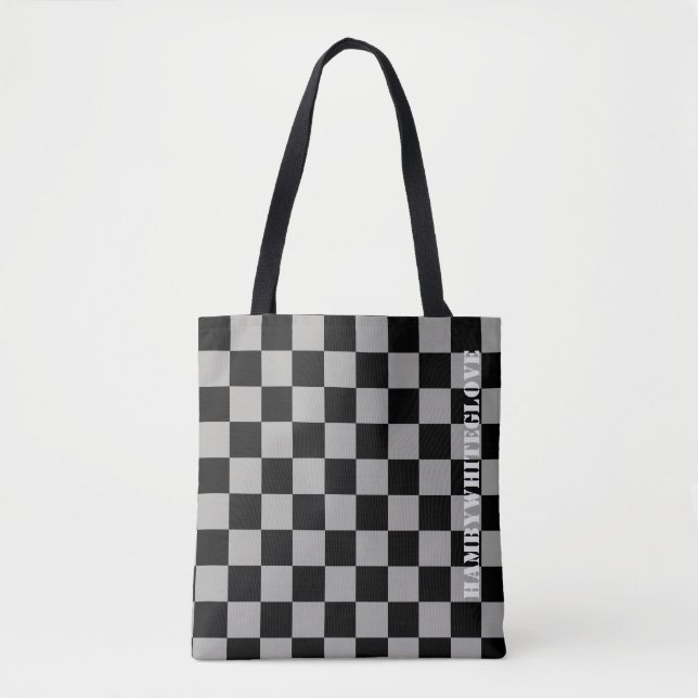 HAMbyWG - Custom Colour Black Chequered Tote Bag (Front)