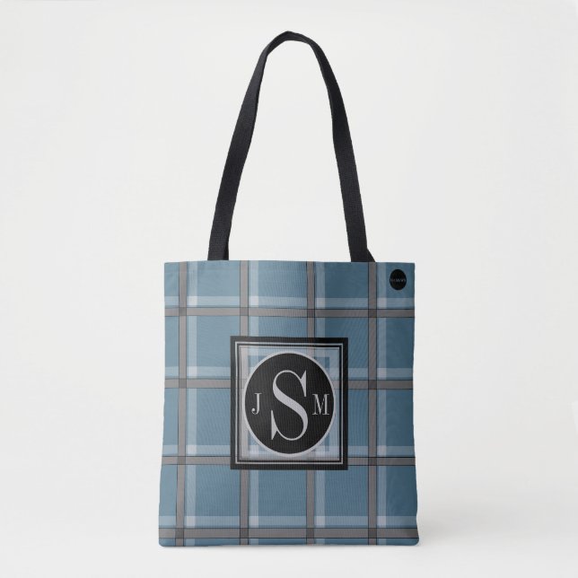 HAMbyWG - Custom Name & Monogram Tartan Tote Bag (Front)