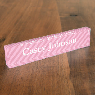 HAMbyWG - Desk Name Plate - Light Pink Stripe