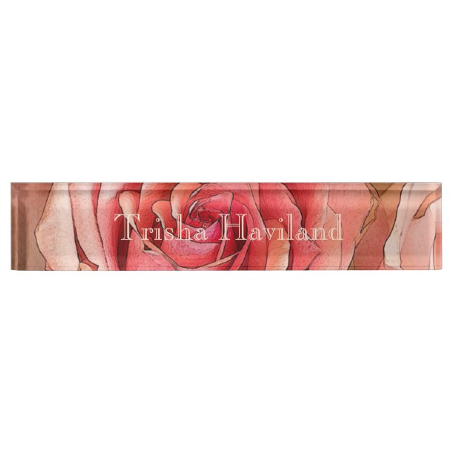 HAMbyWG Desk Name Plate - Peach Rose (Front)