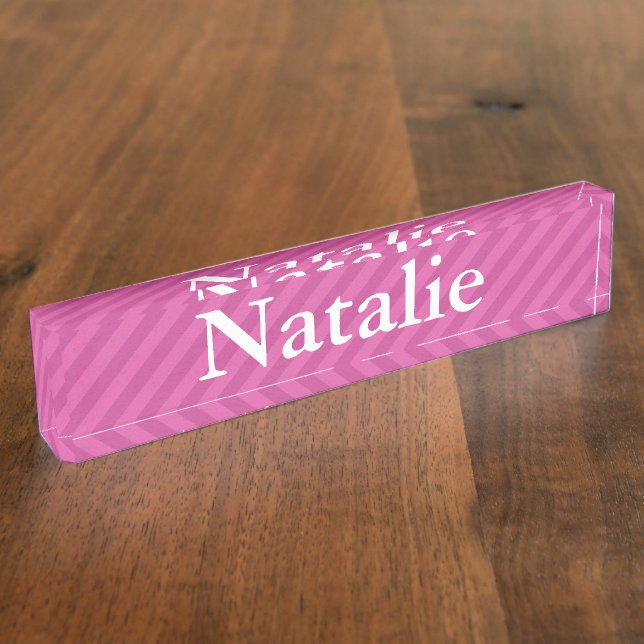 HAMbyWG - Desk Name Plate - Pink Stripe (Side)