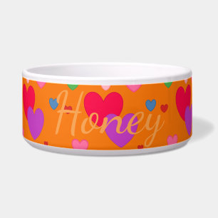 HAMbyWG - Dog food Bowl - Multi-Coloured Hearts