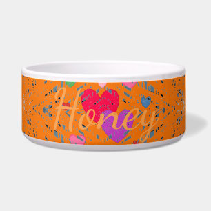 HAMbyWG - Dog food Bowl - Multi-Coloured Hearts
