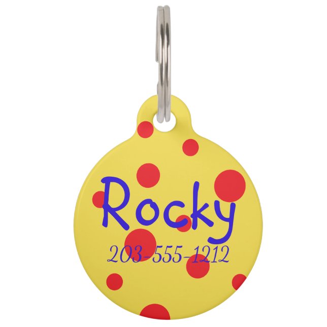 HAMbyWG - Dog Name Tag - Crazy Red Polka Dot (Front)