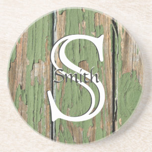 HAMbyWG - Faux Green Distressed Wood Coaster