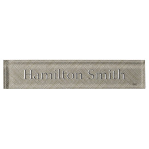 HAMbyWG - Faux Natural Woven Look Background Desk Nameplate