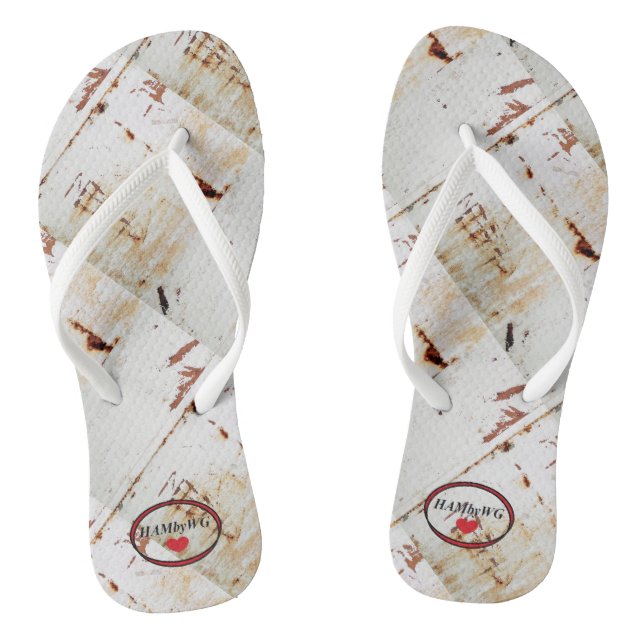 HAMbyWG - Flip-Flop - White Distressed Flip Flops (Footbed)