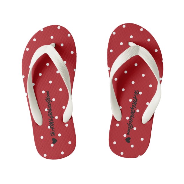 HAMbyWG - Flip-Flops - Red w tiny polka dots Kid's Flip Flops (Footbed)