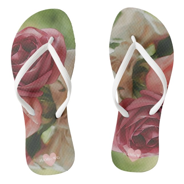 HAMbyWG - Flip-Flops - Watercolor Roses Flip Flops (Footbed)