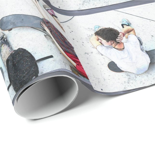 HAMbyWG - Gift Wrap - Skateboarder Paint Image (Roll Corner)