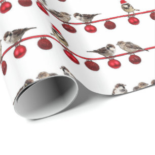 HAMbyWG - Gift Wrap - Sparrows & Christmas Bulbs
