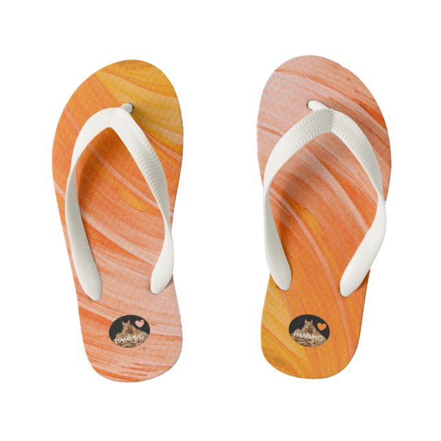 HAMbyWG Girls Flip-Flops - Orangy Swirl Kid's Flip Flops (Footbed)