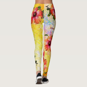 HAMbyWG Hawaiin Theme with Hibiscus Leggings