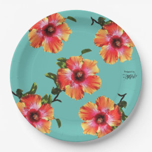 HAMbyWG Hibiscus Design with Any Colour Paper Plate